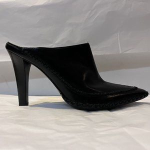 Carlos Ranger Black Leather Y2K Pointed Toe High Heel Mules  Pumps Size 6